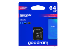 Karta pamięci micro SDXC 64GB GOODRAM klasa 10 UHS1 M1AA-0640R12 Karta pamięci micro SDXC 64GB GOODRAM klasa 10 UHS1 M1AA-0640R12
