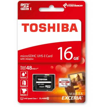 Karta pamięci micro SDHC 16GB TOSHIBA Exceria klasa 10 UHS1